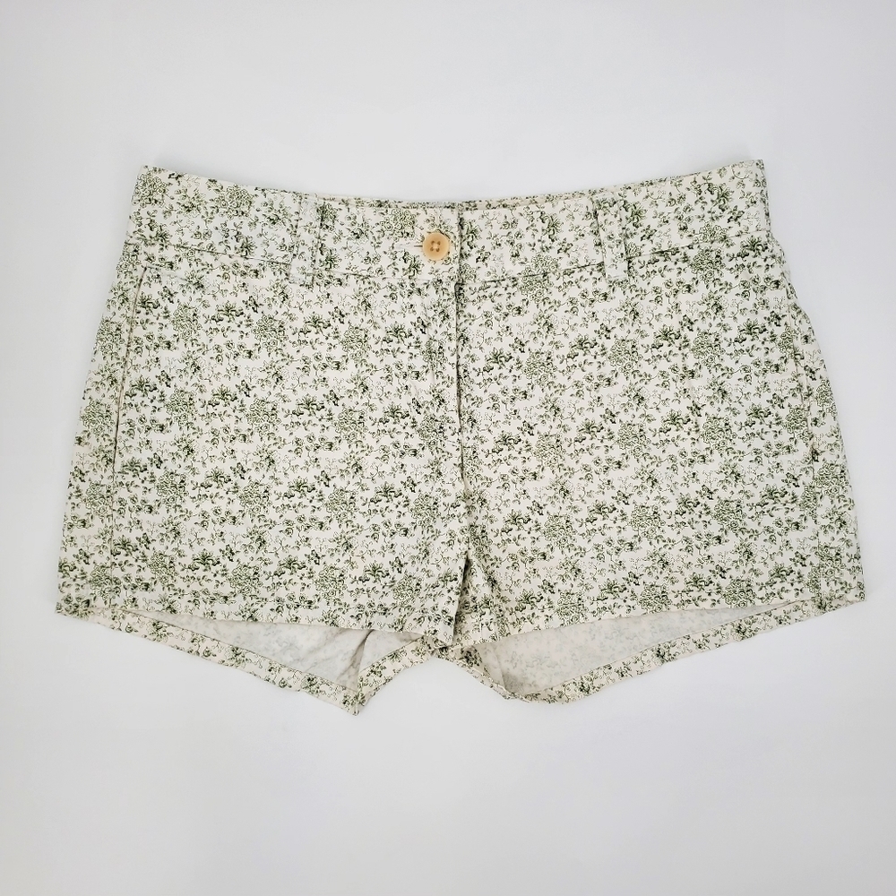 J.Crew Women's Green White Floral Cotton Shorts